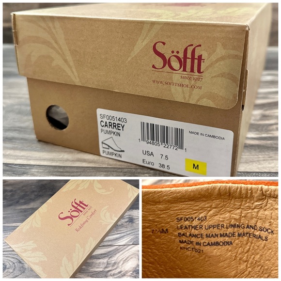 NIB Sofft Carrey Slide Sandals Suede Pumpkin 7.5M 38.5 - Picture 10 of 12